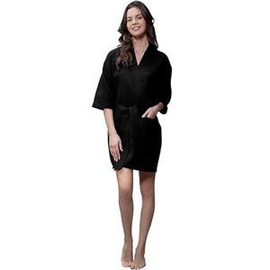 Turquaz Linen Lightweight Knee Length Waffle Kimono Bridesmaids Robes. e99